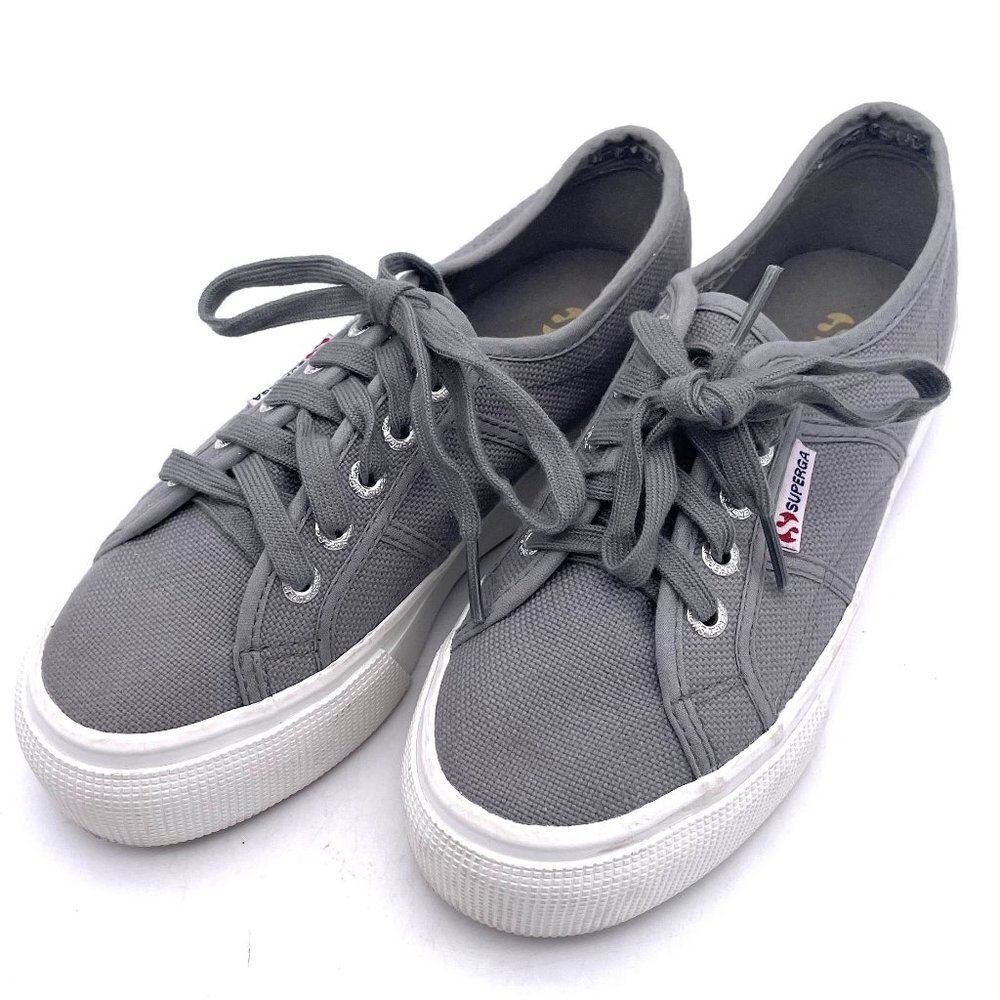Superga Women's 2790a COTW Platform Heel Fashion Sneaker Lace-Up Gray Size 36